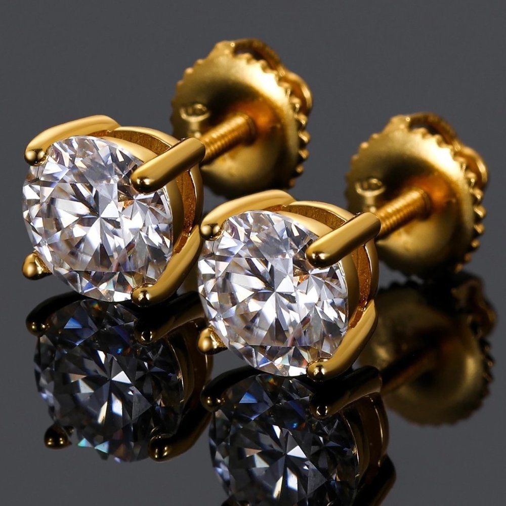 Certified 8ct. t.w. Diamond Round Cut 4-Prong Screw Back Earrings - Picture 1 of 16